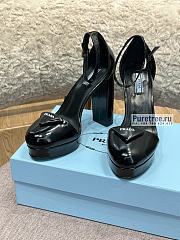 PRADA | Triangle Logo Platform Pumps Black Leather - 12cm - 5