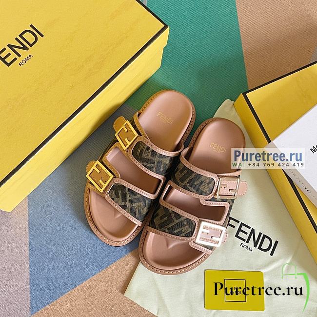 FENDI | Feel Brown FF Fabric Slides - 1