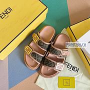 FENDI | Feel Brown FF Fabric Slides - 1