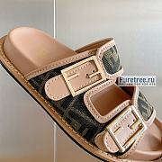 FENDI | Feel Brown FF Fabric Slides - 5