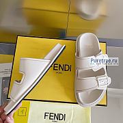 FENDI | Feel White Leather Slides - 3