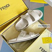 FENDI | Feel White Leather Slides - 6