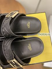 FENDI | Feel Black FF Leather Slides - 6