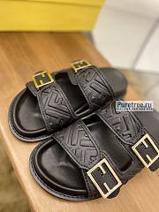 FENDI | Feel Black FF Leather Slides - 2