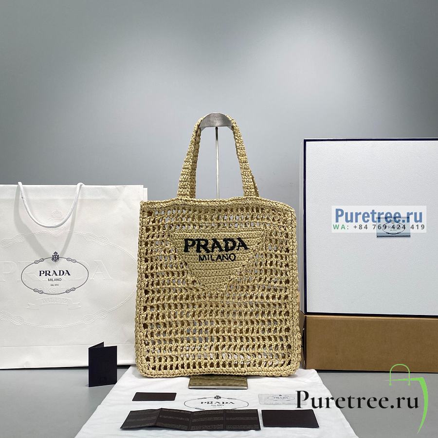 PRADA | Raffia Tote Bag In Tan 1BG393 - 38 x 36 x 3cm 