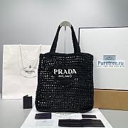 PRADA | Raffia Tote Bag In Black 1BG393 - 38 x 36 x 3cm - 1