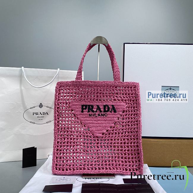 PRADA | Raffia Tote Bag In Pink 1BG393 - 38 x 36 x 3cm - 1