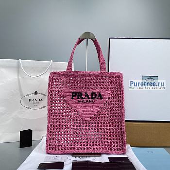 PRADA | Raffia Tote Bag In Pink 1BG393 - 38 x 36 x 3cm