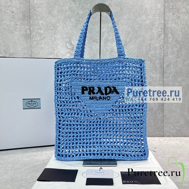 PRADA | Raffia Tote Bag In Blue 1BG393 - 38 x 36 x 3cm - 1