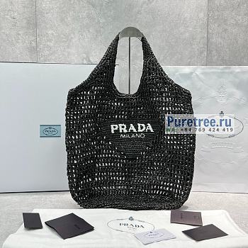 PRADA | Raffia Tote Bag In Black 1BG424 - 51 x 45cm