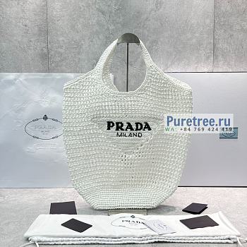 PRADA | Raffia Tote Bag In White 1BG424 - 51 x 45cm