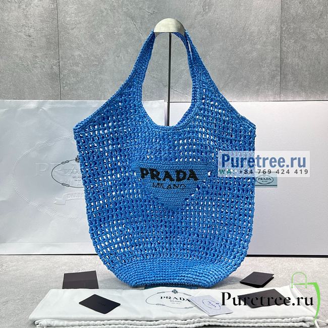 PRADA | Raffia Tote Bag In Blue 1BG424 - 51 x 45cm - 1