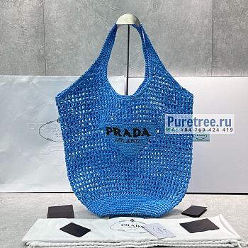 PRADA | Raffia Tote Bag In Blue 1BG424 - 51 x 45cm