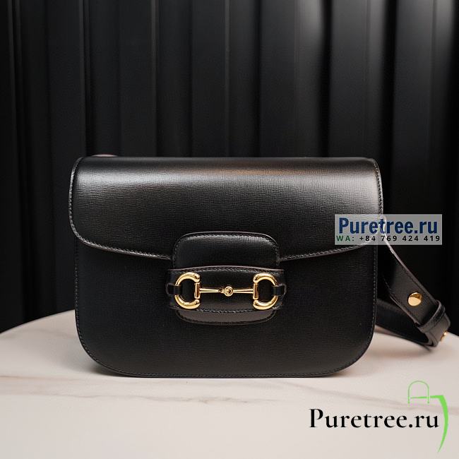 GUCCI | Horsebit 1955 Shoulder Bag Black Leather - 25 x 18 x 8cm - 1