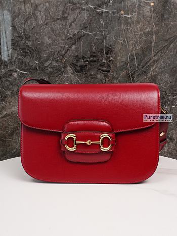 GUCCI | Horsebit 1955 Shoulder Bag Red Leather - 25 x 18 x 8cm