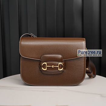 GUCCI | Horsebit 1955 Shoulder Bag Brown Leather - 25 x 18 x 8cm