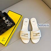 FENDI | Signature White Leather Slides - 1