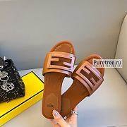 FENDI | Signature Brown Leather Slides - 4