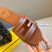 FENDI | Signature Brown Leather Slides - 2