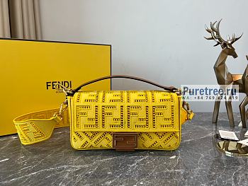 FENDI | Baguette Yellow Canvas Bag With Embroidery 8BR600 - 26 x 6 x 15cm