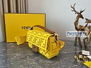 FENDI | Baguette Yellow Canvas Bag With Embroidery 8BR600 - 26 x 6 x 15cm - 3