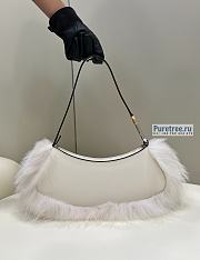 FENDI | O'Lock Swing Pale White Leather And Fox Fur Pouch - 32 x 5 x 11cm - 3
