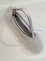 FENDI | O'Lock Swing Pale White Leather And Fox Fur Pouch - 32 x 5 x 11cm - 5