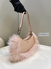 FENDI | O'Lock Swing Pale Pink Leather And Fox Fur Pouch - 32 x 5 x 11cm - 4
