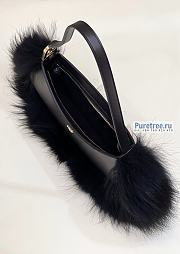 FENDI | O'Lock Swing Pale Black Leather And Fox Fur Pouch - 32 x 5 x 11cm - 4