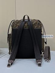 FENDI | Drawstring Backpack Brown FF Jacquard Fabric Backpack - 46 x 40 x 25cm - 2