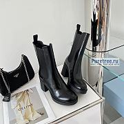 PRADA | Heeled Brushed Leather Booties - 8.5cm - 5
