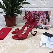 D&G | Red Calfskin Nappa Sandals With DG Heel - 10.5cm - 1
