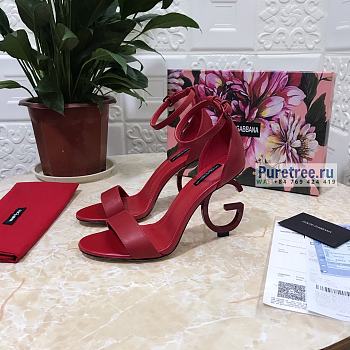 D&G | Red Calfskin Nappa Sandals With DG Heel - 10.5cm