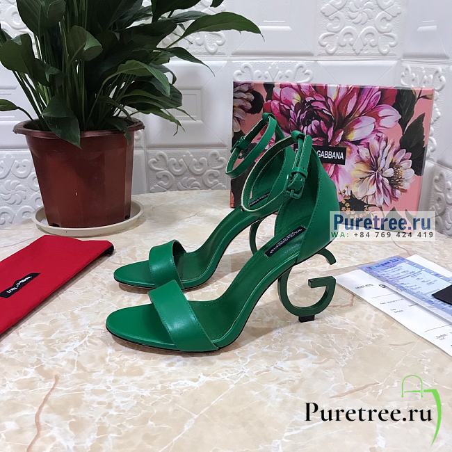 D&G | Green Calfskin Nappa Sandals With DG Heel - 10.5cm - 1