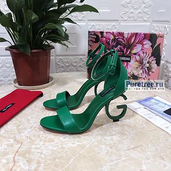 D&G | Green Calfskin Nappa Sandals With DG Heel - 10.5cm
