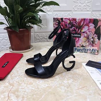 D&G | Black Calfskin Nappa Sandals With DG Heel - 10.5cm