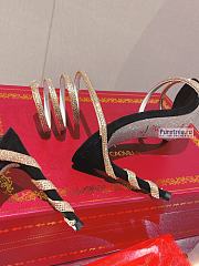 Rene Caovilla | Margot Black Jewel Sandals Snake In Gold - 10.5cm - 6