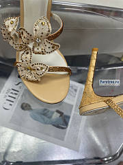 Rene Caovilla | High Sandals With Flowers Floriane Gold - 10.5cm - 6