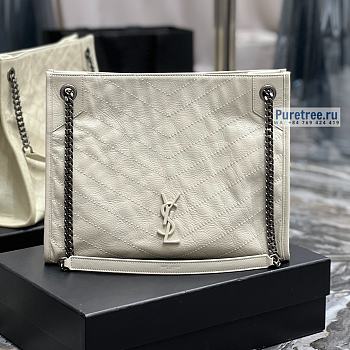 YSL | Niki Shopping Bag White Crinkled Vintage Leather - 33 x 27 x 11cm