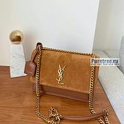 YSL | Sunset Medium Chain Bag In Brown Suede/Leather - 22 x 16 x 6.5cm - 1
