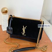 YSL | Sunset Medium Chain Bag In Black Suede/Leather - 22 x 16 x 6.5cm - 1