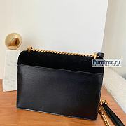 YSL | Sunset Medium Chain Bag In Black Suede/Leather - 22 x 16 x 6.5cm - 2
