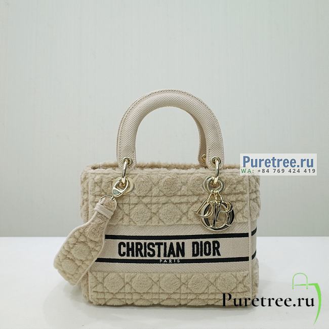 DIOR | Lady D-lite Medium Bag Beige Cannage Shearing - 24 x 20 x 11cm - 1