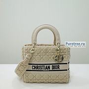 DIOR | Lady D-lite Medium Bag Beige Cannage Shearing - 24 x 20 x 11cm - 1