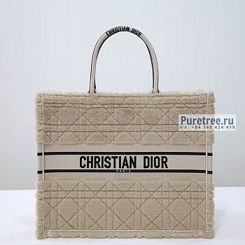 DIOR | Large Dior Book Tote Beige Cannage Shearling - 42cm