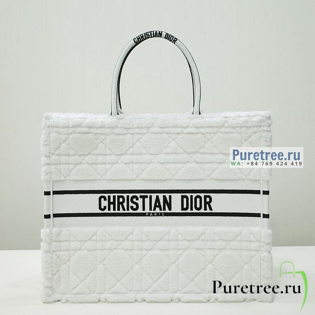 DIOR | Large Dior Book Tote Latte Cannage Shearling - 42cm - 1