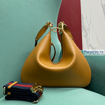 GUCCI | Attache Large Shoulder Bag Dark Orange Leather - 35 x 30 x 4.5 cm