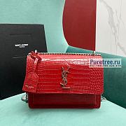 YSL | Sunset Medium Chain Bag Red Crocodile Embossed Leather 22x16x9 cm - 1