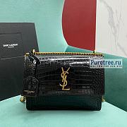 YSL | Sunset Medium Chain Bag Black Crocodile Embossed Leather 22x16x9 cm - 1
