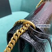 YSL | Sunset Medium Chain Bag Black Crocodile Embossed Leather 22x16x9 cm - 3